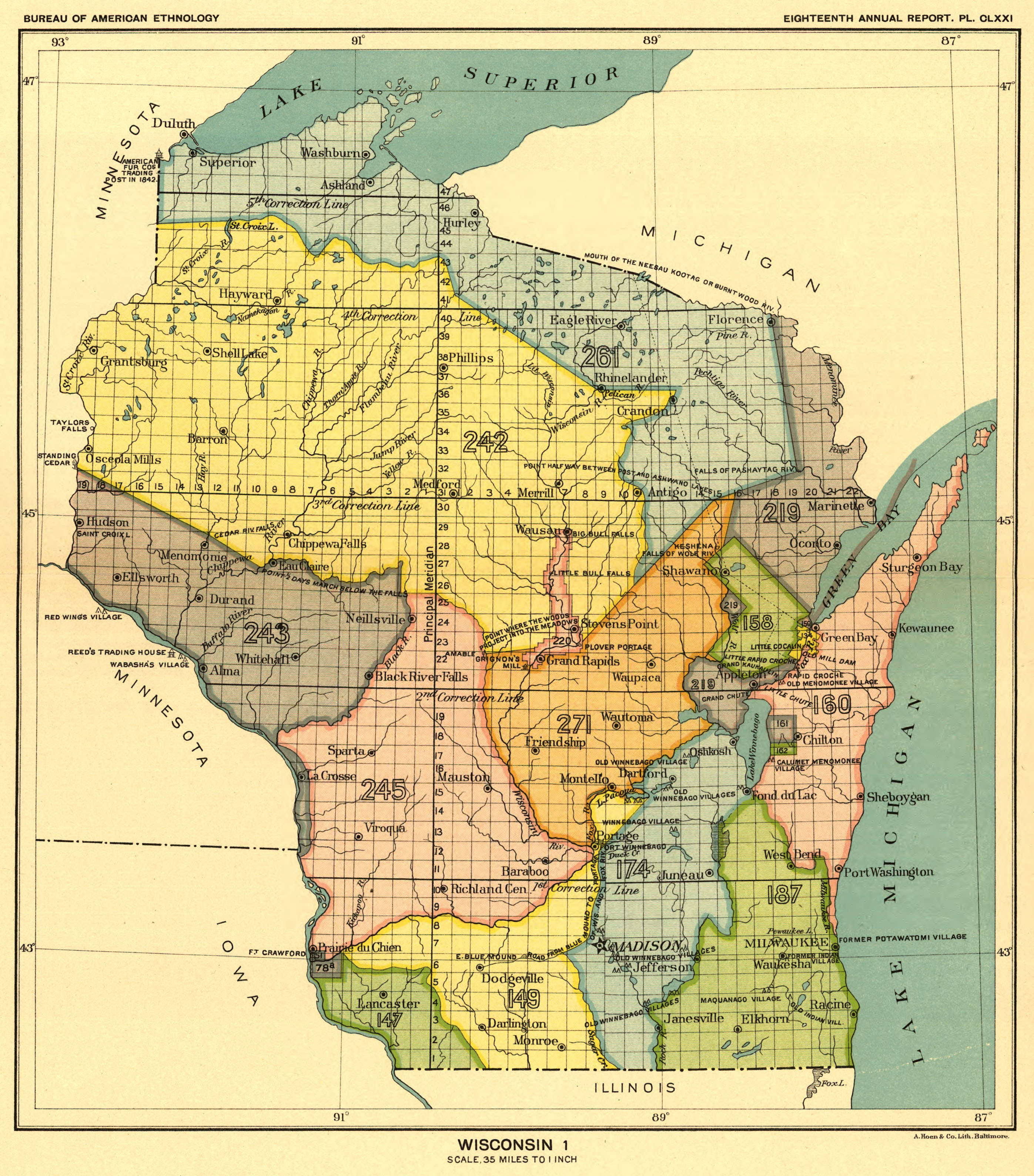 land cession map of wisconsin